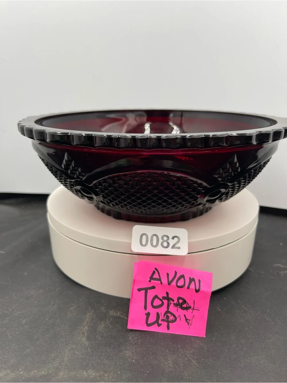 Avon Ruby Red Pressed Glass Bowl